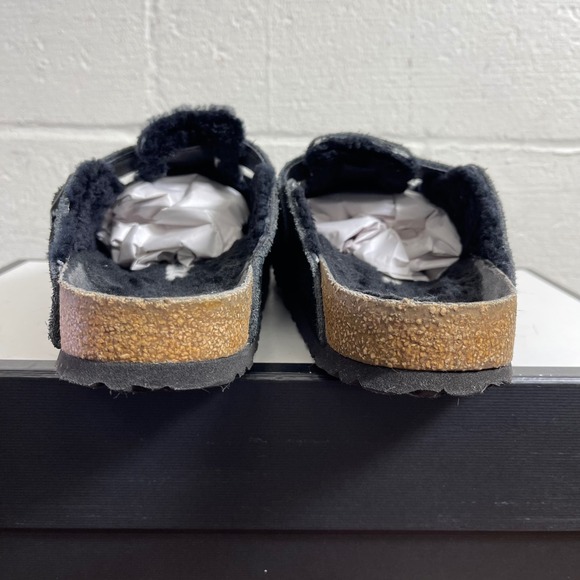 Birkenstock Boston Shearling Black Suede Clogs Mule Sandal Women's 39 EU/8 US - Picture 6 of 12